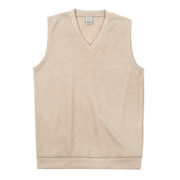 minimal v-neck knit vest_Light beige